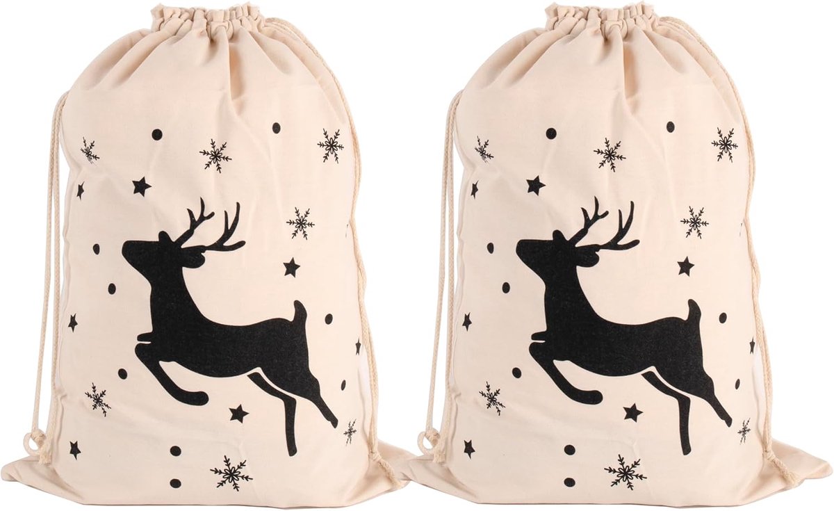2PC Xmas Bags - Grote Canvas Kerst Cadeaus Inpakken Gift Zakken
