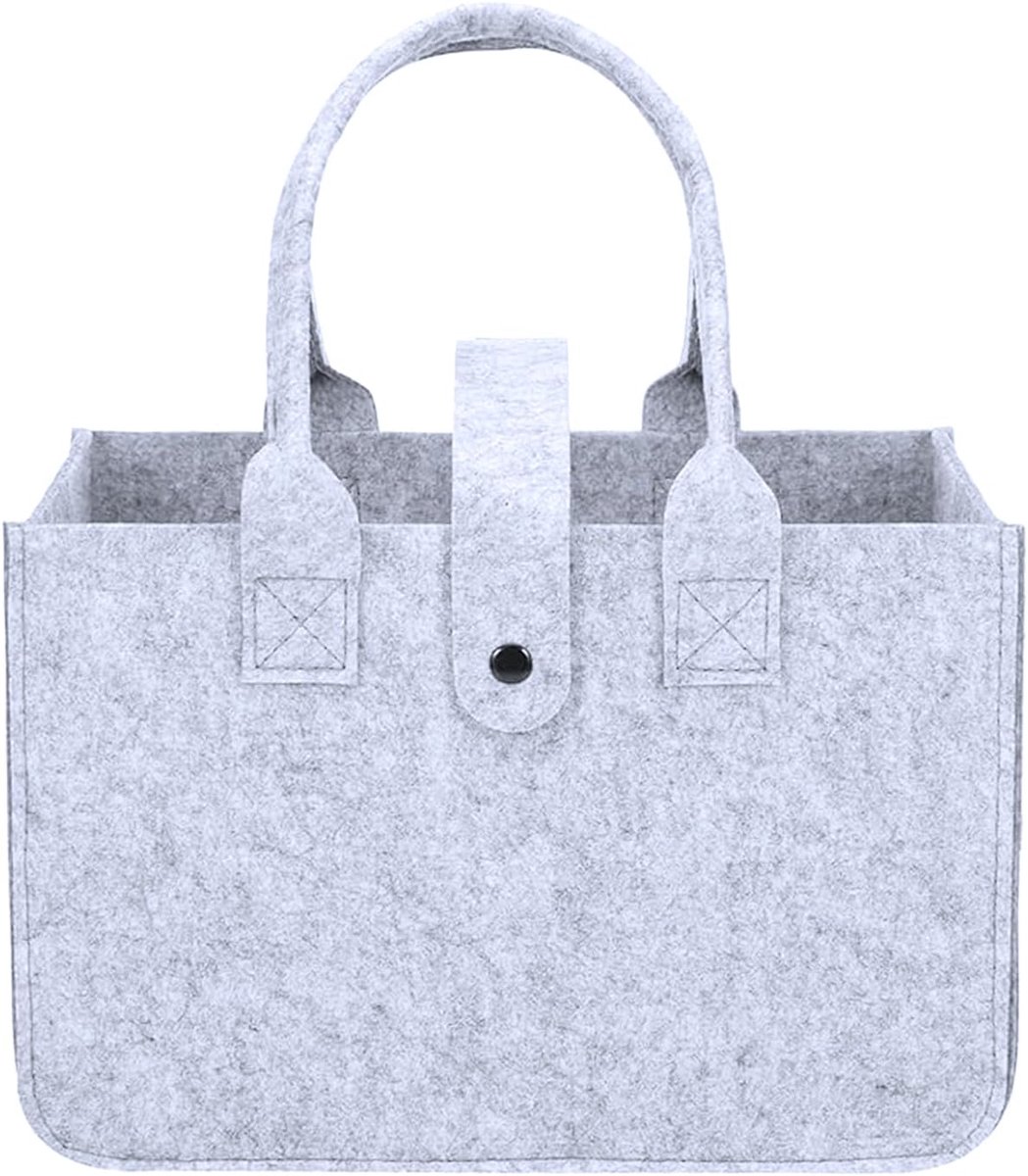 Boodschappentas met inklapbaar handvat, 30 x 20 x 18 cm, kleine opbergmand, grijs handvat voor winkelen, uitgaan, opslag, picknick, werk
