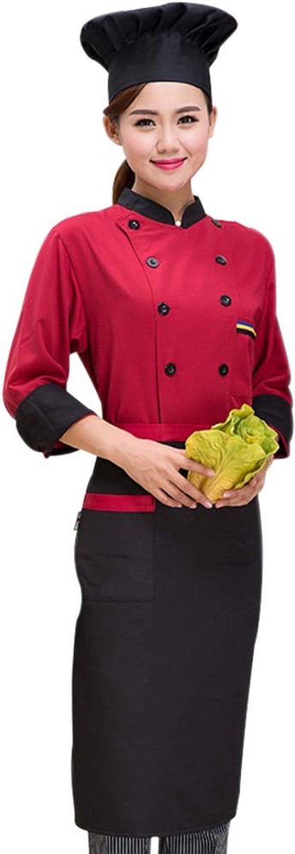 Koksjas met lange mouwen, uniseks, hotel, restaurant, keukenchef-kok, uniform