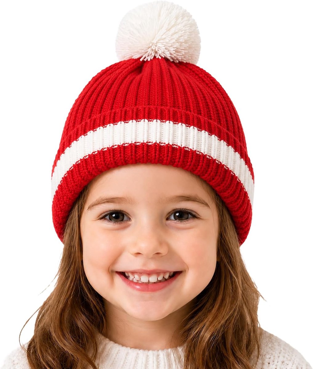 Kerstmuts voor Kinderen met Pompon, 4-8 Jaar