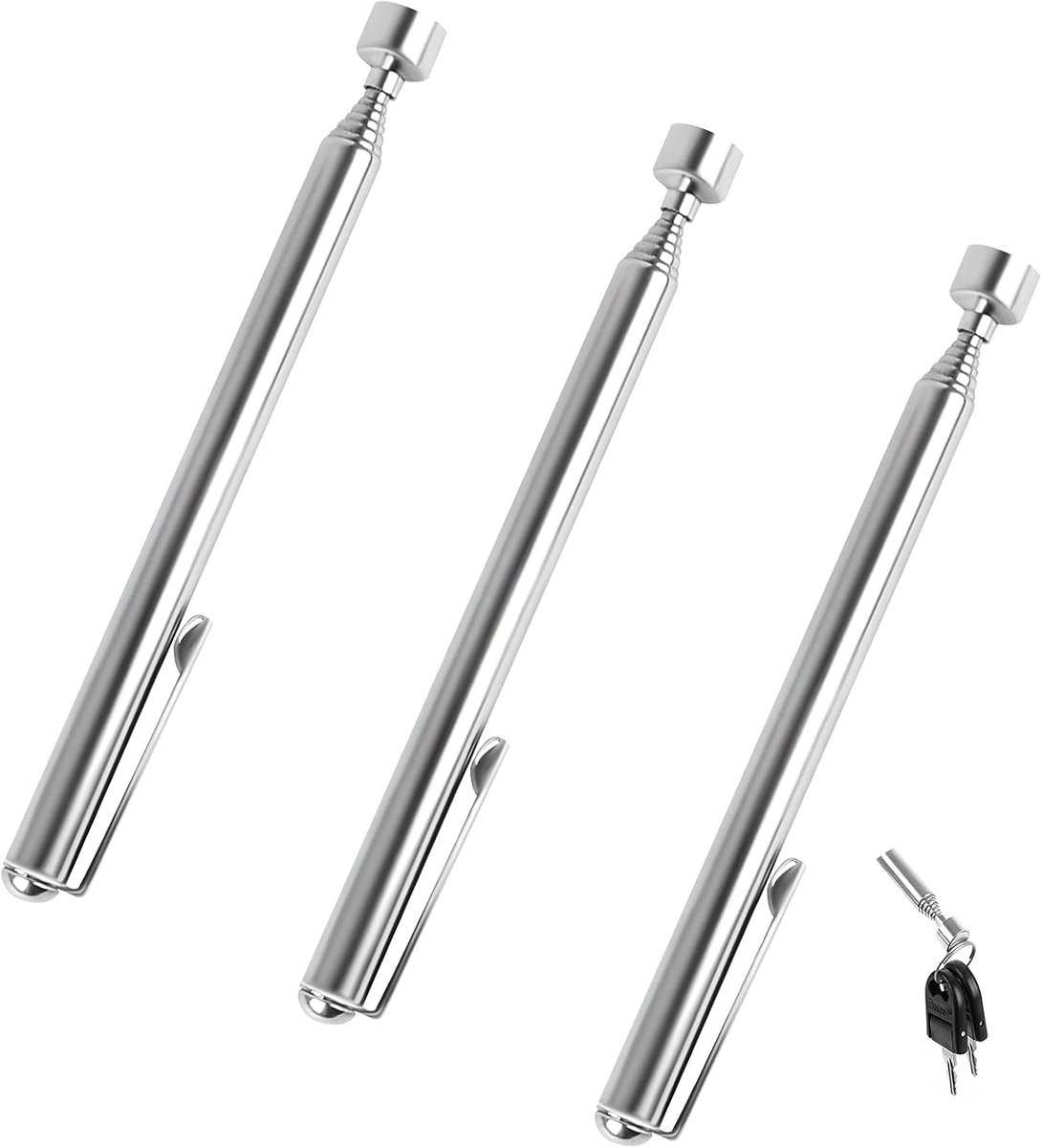 3 stuks telescopische pick-up gereedschap 1,4 kg uitschuifbare magnetische handheld pick-up stick tot 64 cm, roestvrijstalen magneet handheld tool pen stijl ontwerp voor oudere zwangere vrouwen