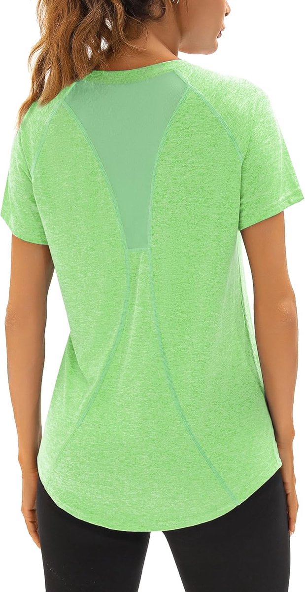 Sportshirt voor dames, T-shirt, lang, sportkleding, korte mouwen, kreukvrij, sneldrogend, tops, yoga, wandelen