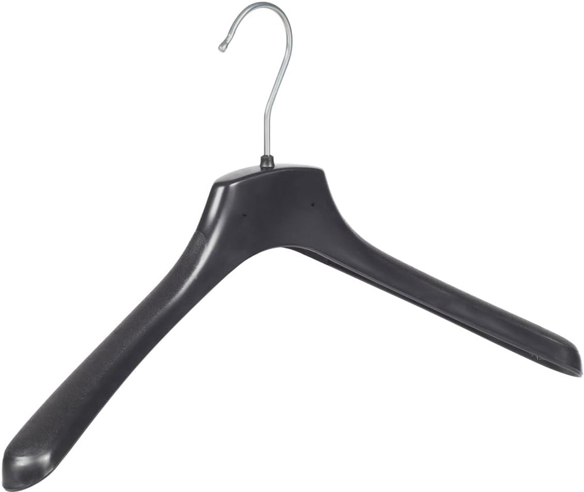 Kleerhanger, Mantelhanger, Kostuumhanger, Jassenhanger, set van 50 Stuks, Kunststof, Zwart, Brede schouders, 360° Draaibare Haak, 40 cm (FR40_00/50)