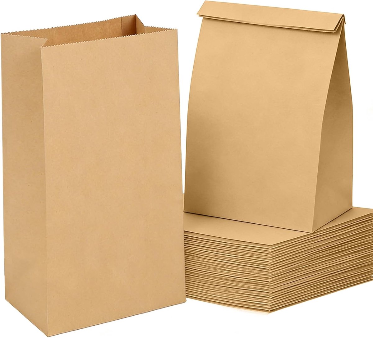 100 stuks bruine papieren zakken, kleine zakjes van kraftpapier, verjaardag van papieren zakken, snoep, papieren zakjes, ontbijtsandwich om mee te nemen, voedselzakjes, kraftgeschenkzakjes voor
