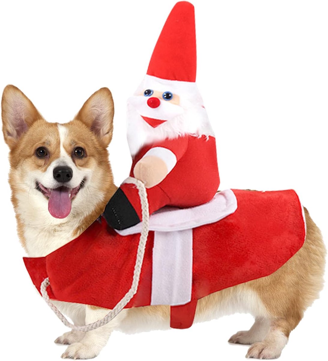 Kerstkostuum voor Huisdier,Hond Kat Kerstman Kostuum,Lopende Kerstman Kleine Grote Hond Outfit,Leuke Puppy Kitten Cosplay Jas Warme Kleding,Grappige Geschenk Pakken voor Kerstmis,Feest,Verjaardag,M