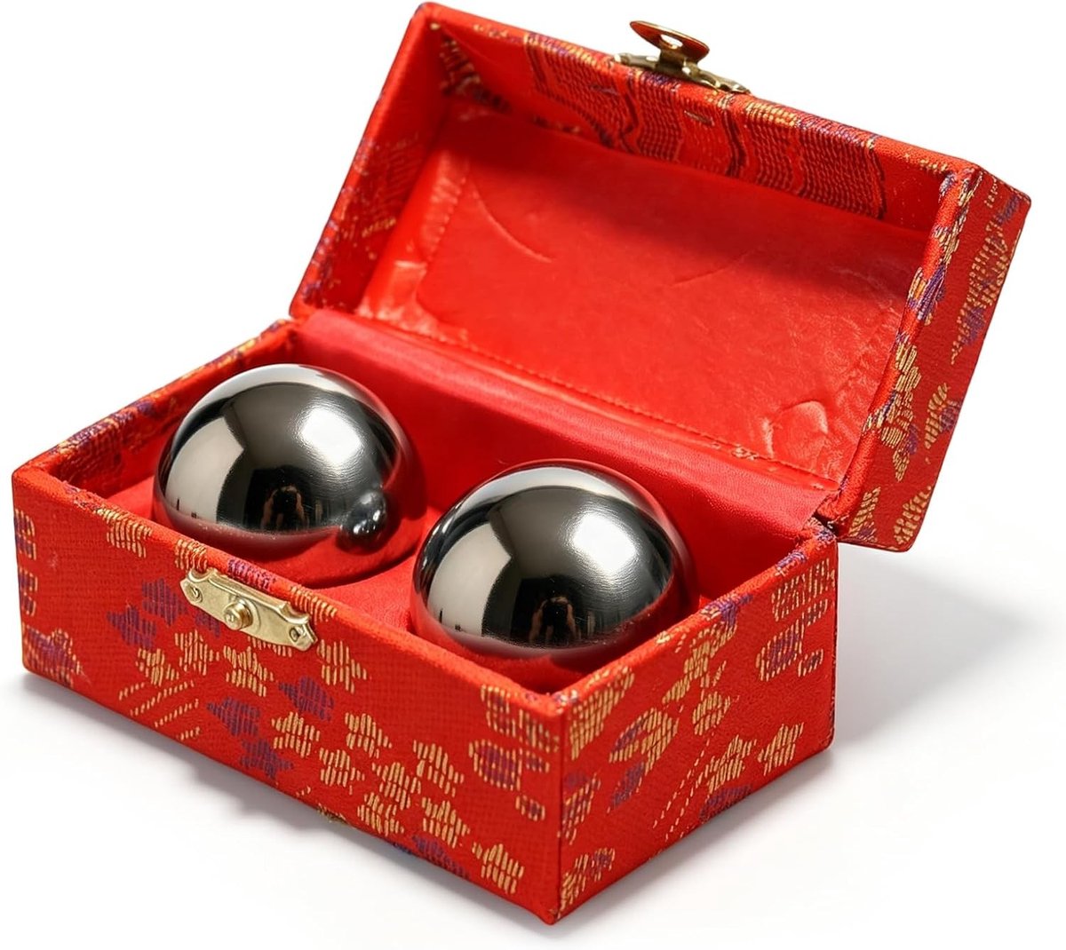 Metalen Qi Gong ballen van 38 mm voor meditatie en ontspanning, klankballen voor stressvermindering en mindfulness, inclusief geschenkdoos
