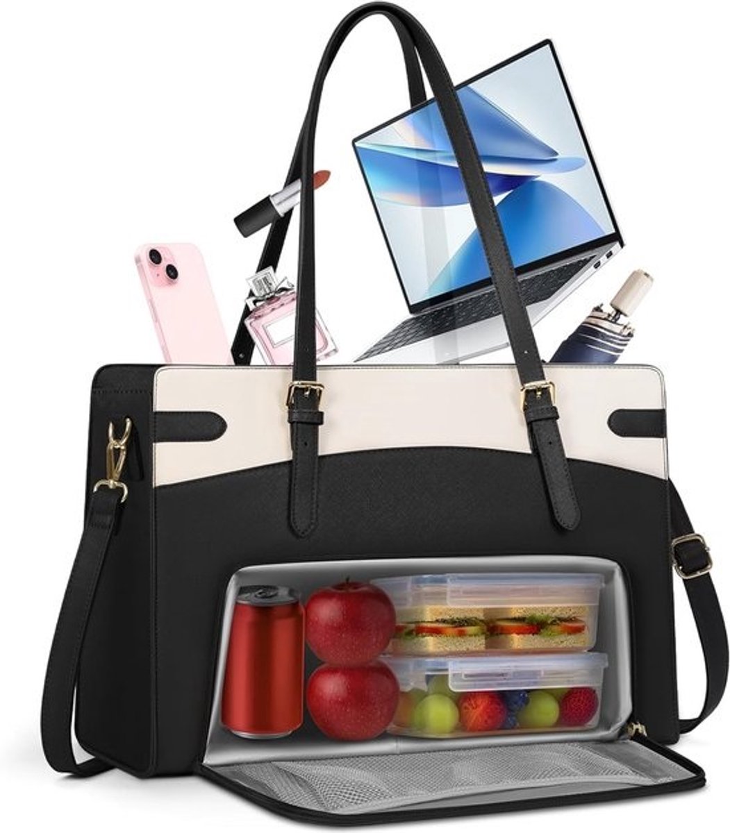 Elegante laptoptas voor dames met geïsoleerd vak en ruimte voor 15,6 inch laptop