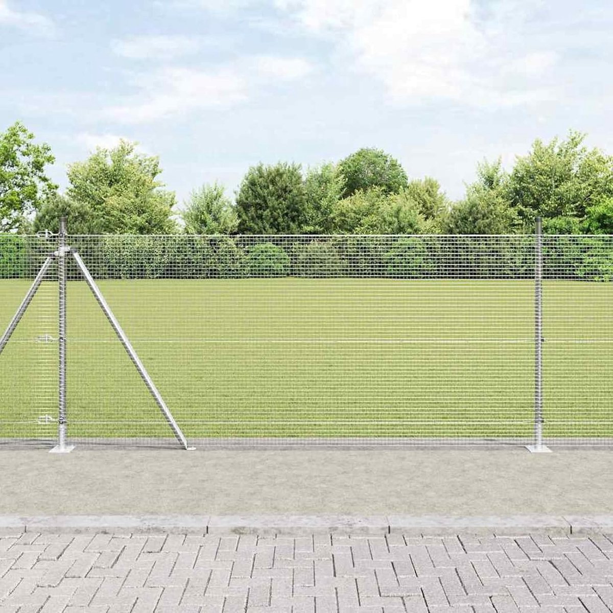 Gelaste draadomheining met 13 flenspalen, 1 x 25 m verzinkt staal, hekpalen, tuinhek, draadomheining voor tijdelijke hekken, groentebedden, kippenhokken, weideperceel