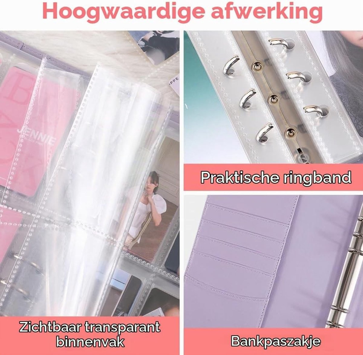 A5 Photo Card Folder voor Kpop Verzamelingen, 120 Compartimenten, 30 Pagina's, PU Leer, Foto Album en 6 Ring Binder voor Creatieve Collecties
