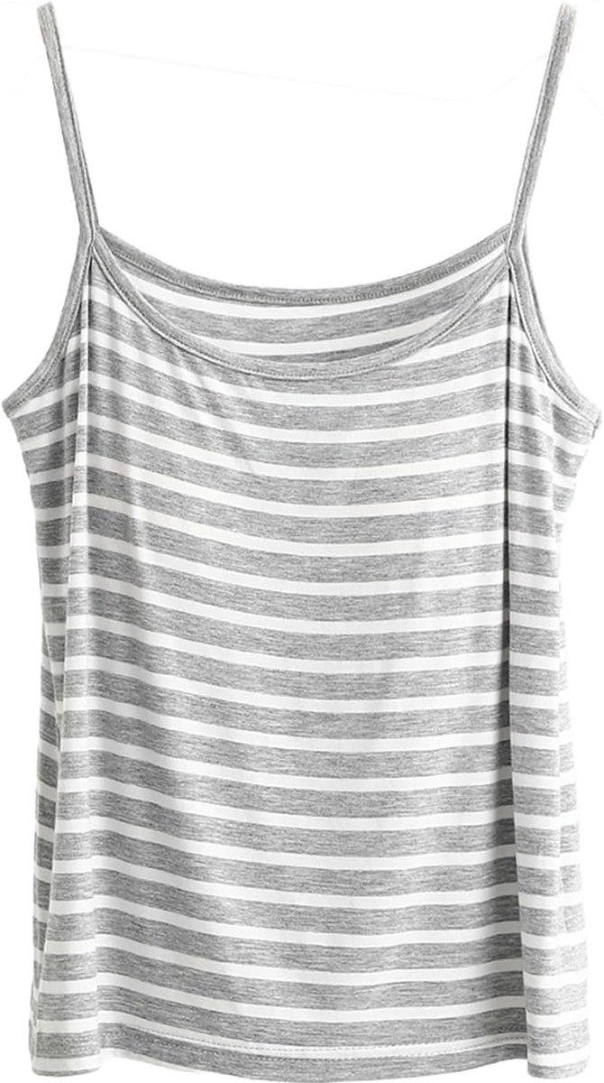 Tanktop voor dames, sexy, tanktop met geïntegreerde beha, gestreept, casual, dagelijks hemd, ademend, comfortabel, losse top, veelzijdig