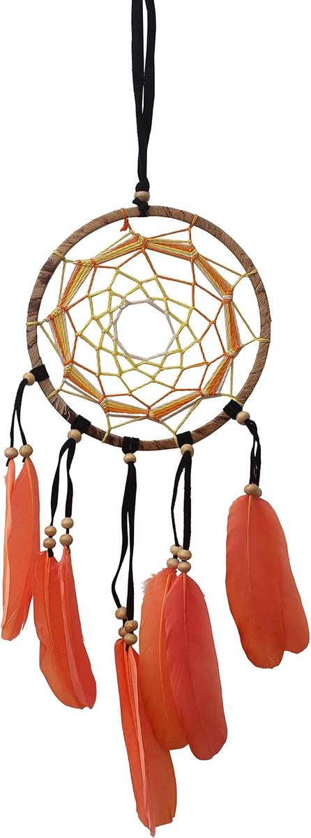 dromenvanger in drie kleuren, dromenvanger met een diameter van 12 cm, paars, oranje of groen (oranje)