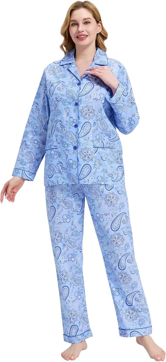 Katoenen flanellen pyjama voor vrouwen 100% katoen flanel pyjama set zachte PJS gezellige dames loungewear