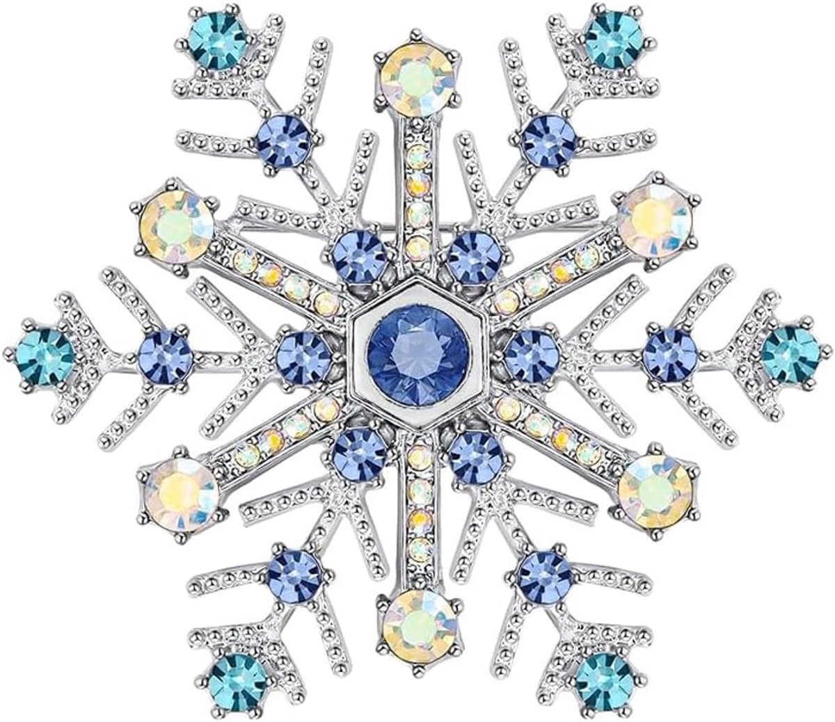 Broche, vaste kleding kleine broche legering ingelegd kunstmatige broche sieraden eenvoudige parel pin sieraden kleding accessoires, voor vrouwen meisjes cadeau sieraden (blauw, sneeuwvlokken)