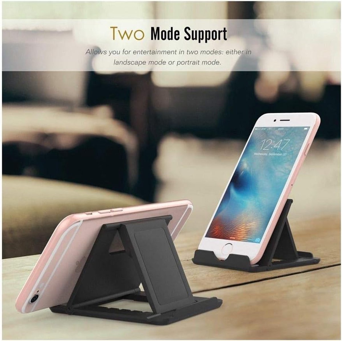 Bureau Universele Verstelbare Multi-angle Opvouwbare Desktop Stand voor Smartphone en Tablet voor SAMSUNG GALAXY A8+ (2018) - Zwart