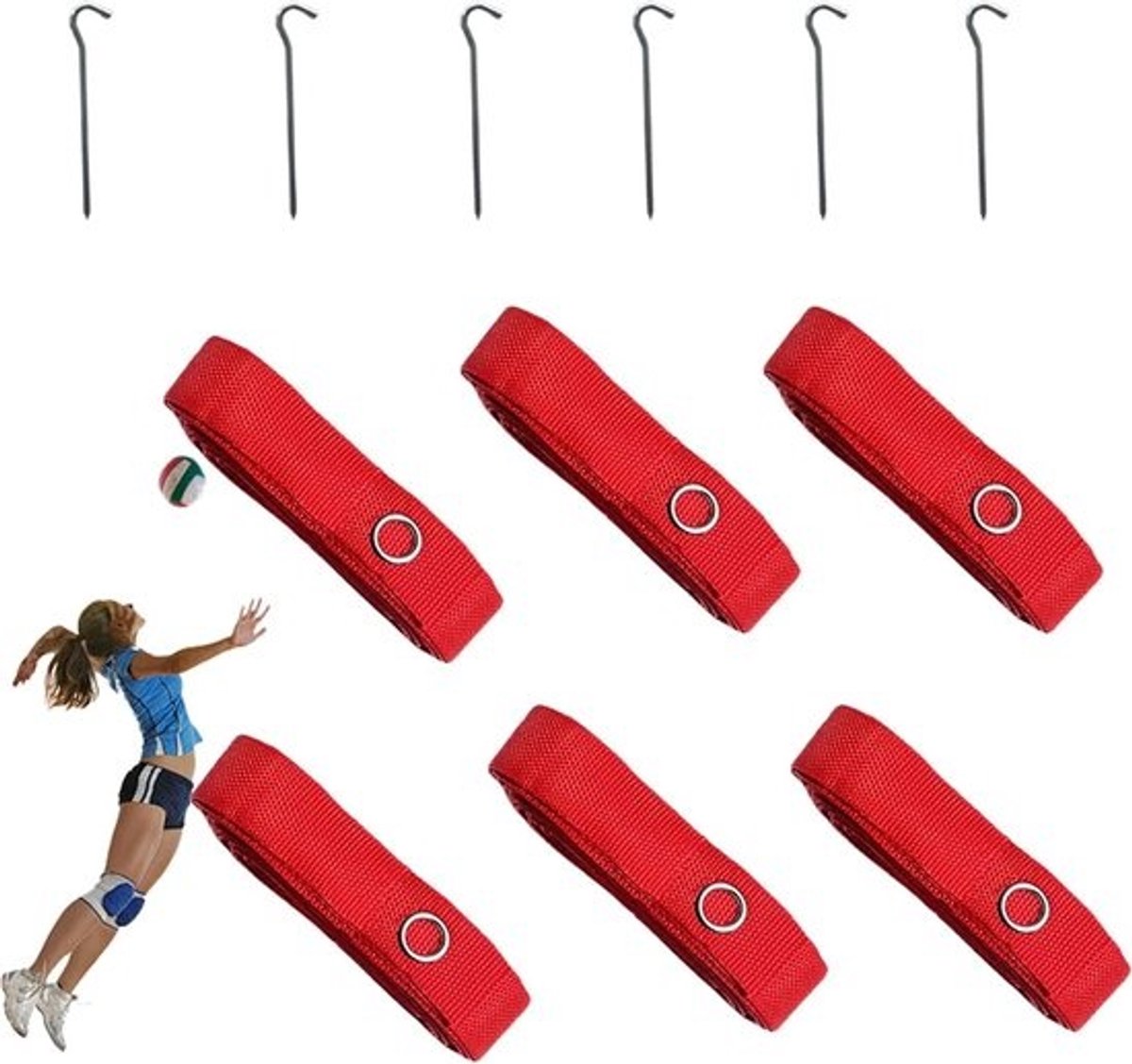 Beachvolleybal Koorden - Sport Grenskoord - Sport Spel - Scheurbestendig Nylon - 8 m Lengte - Rood