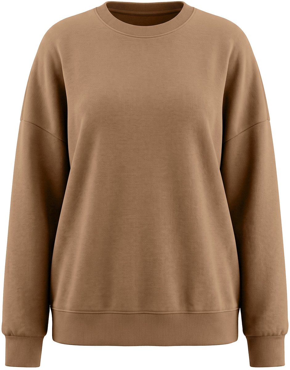 Studio Untold - Dames - Sweatshirt oversized model extra lang OEKO-TEX - Leembruin - Maat 42+