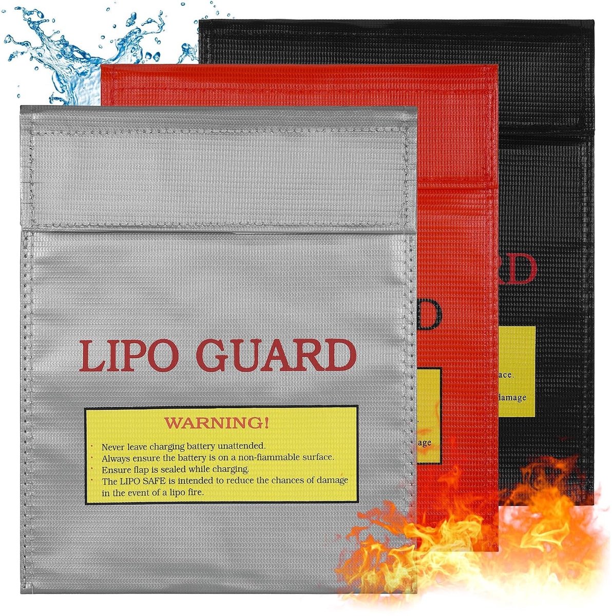 Veiligheidszak voor Lipo Batterijen - 3 Stuks, Brandwerende en Waterdichte Tas voor Documenten, Geld en Sieraden, 30 x 23 cm