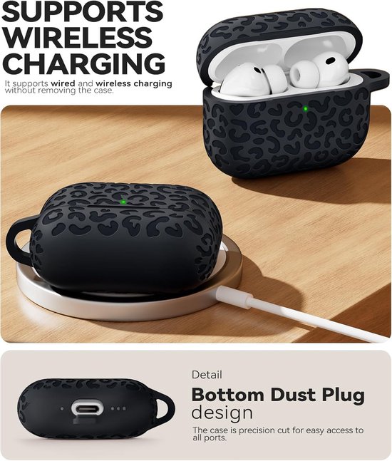 Luipaardprint voor AirPods Pro 3 Hoes, Black — afbeelding 4