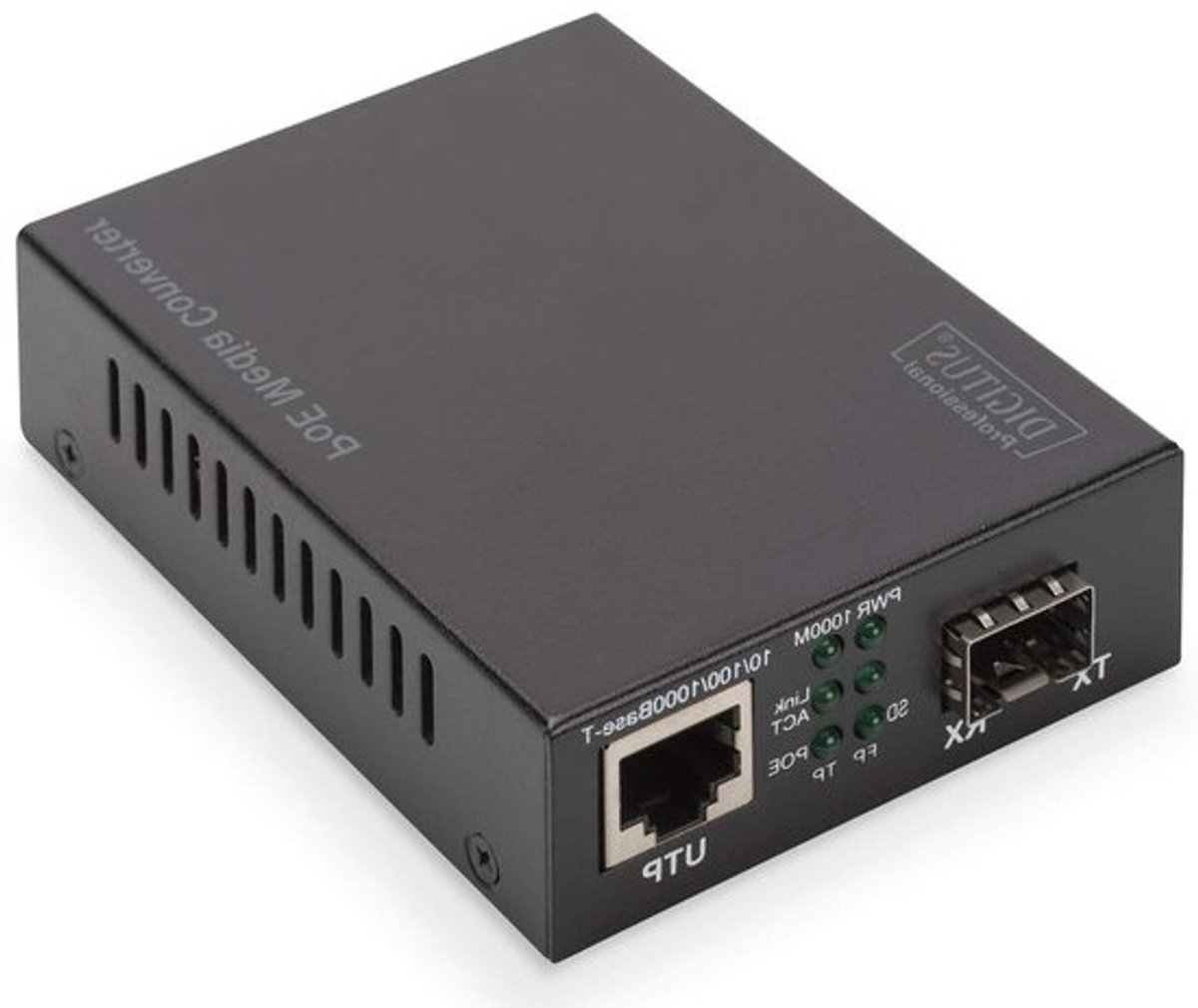 Mediaconverter - Glasvezel Converter - Netwerk Uitbreiding - Met PoE Injector - 80 km Bereik - Zwart