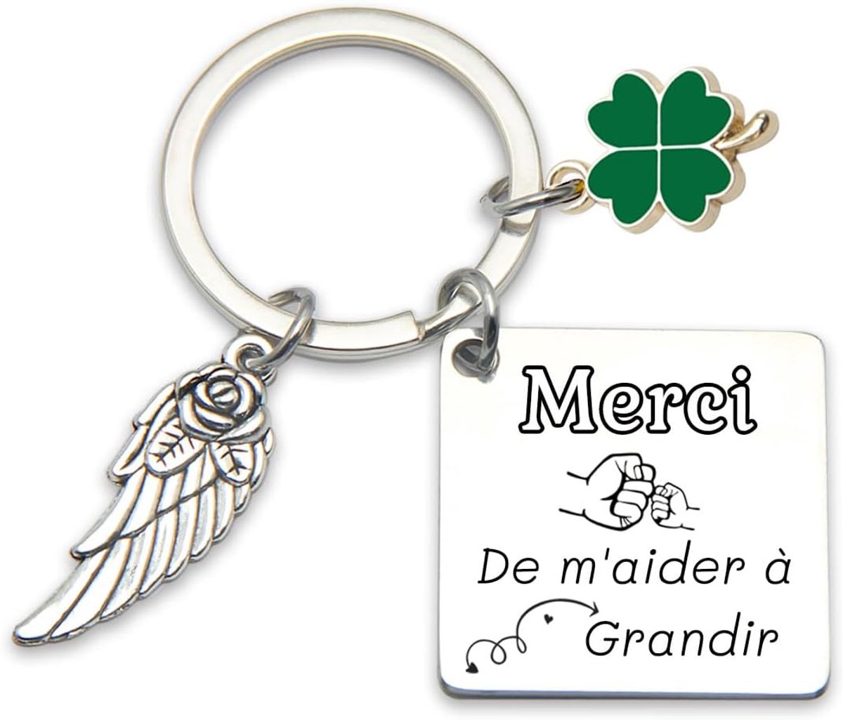 Leraar Sleutelhanger Bedankt voor het helpen groeien - Cadeau Bedankt Einde van het Jaar Professor AESH Atsem Nanny Vriend Symbool Geluk