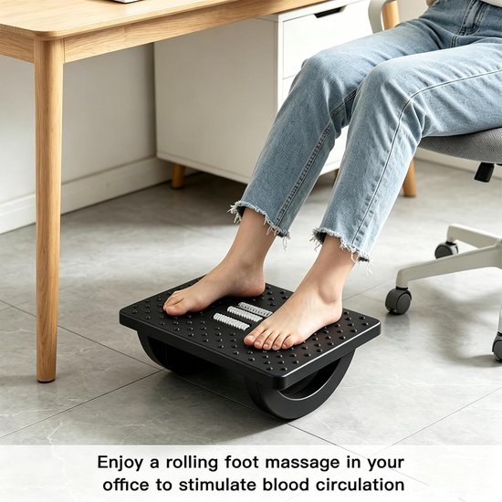 Ergonomische Voetsteun voor Bureau met Massageoppervlak, Ideaal voor Thuiswerk, Kantoor en Reizen, Verlicht Vermoeide Benen en Voeten — afbeelding 4