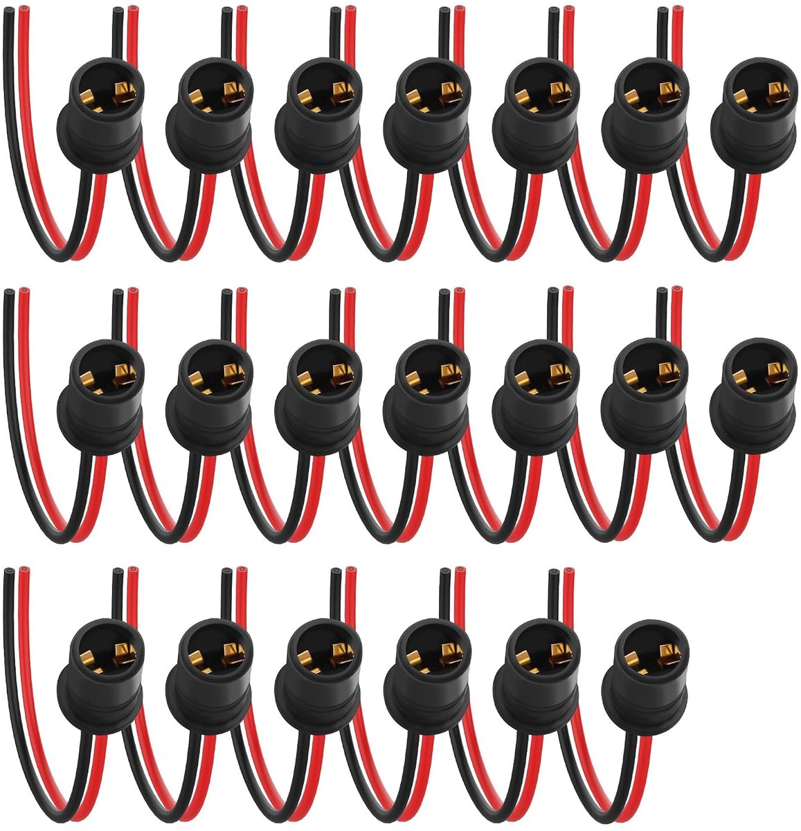 20 stks T10 194​Bulb Socket Voorbedraad Harnas voor Automotive​LED Lampen, 12V/30A Beoordeeld voor Richtingaanwijzer, Zijmarkering en Parkeerverlichting