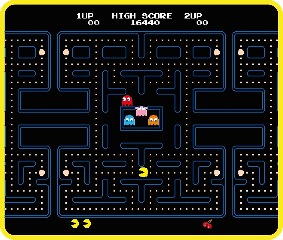 Pac-Man muismat, 32 x 27 cm, voor desktop, pc, gaming, 3D-siliconen oppervlak, ultradun, antislip onderkant van rubber