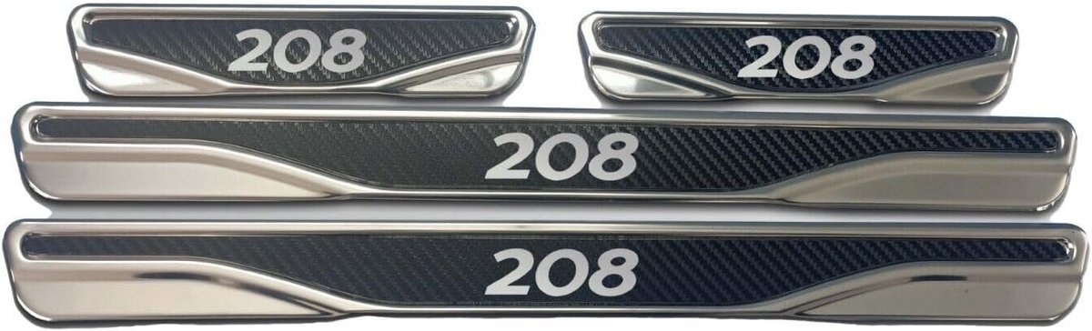 Peugeot 208 Chrome & Carbon Instaplijsten Scratch Guard S.Steel