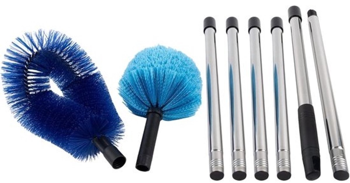 Plafondbezem Uitschuifbaar - Stofbezem Telescoopsteel - Hoge Oppervlakken Schoonmaken - Roestvrijstalen Steel - Verstelbaar - Blauw
