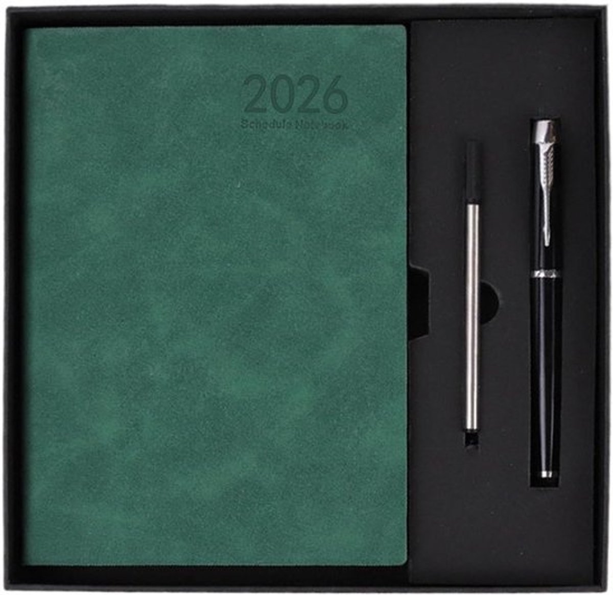 Agenda Planner 2026 - Activiteitenplanner Notitieboek - Dagelijkse Planning - Hardcover Elegante Kaft - A5 formaat - Groen