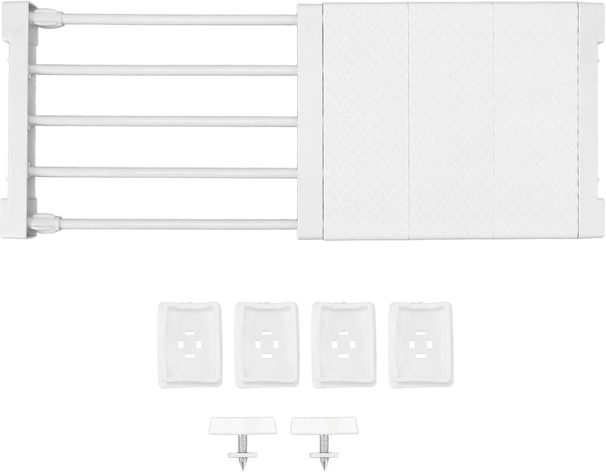 Dailygoods- Spanningsplank Ruimtebesparend - Uitbreidbaar Opbergrek - Verstelbaar Spanrek - Metalen Rek - Ideale Lengte 38-55CM - Netjes Opbergen