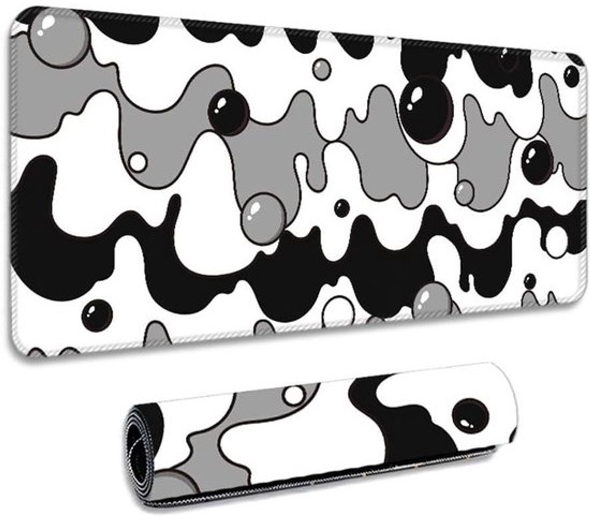 Grote Muismat - Bureauonderlegger Gamingmat - Comfortabel Werken - Antislip Basis - 1000x500mm - Zwart Wit
