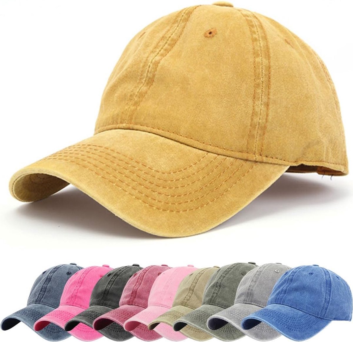 Honkbalpet voor dames en heren, katoen, verstelbare baseballpet, uniseks, schildpet voor outdoor, sport, tennis, golf, reizen, baseballpet, zonnebescherming, pet