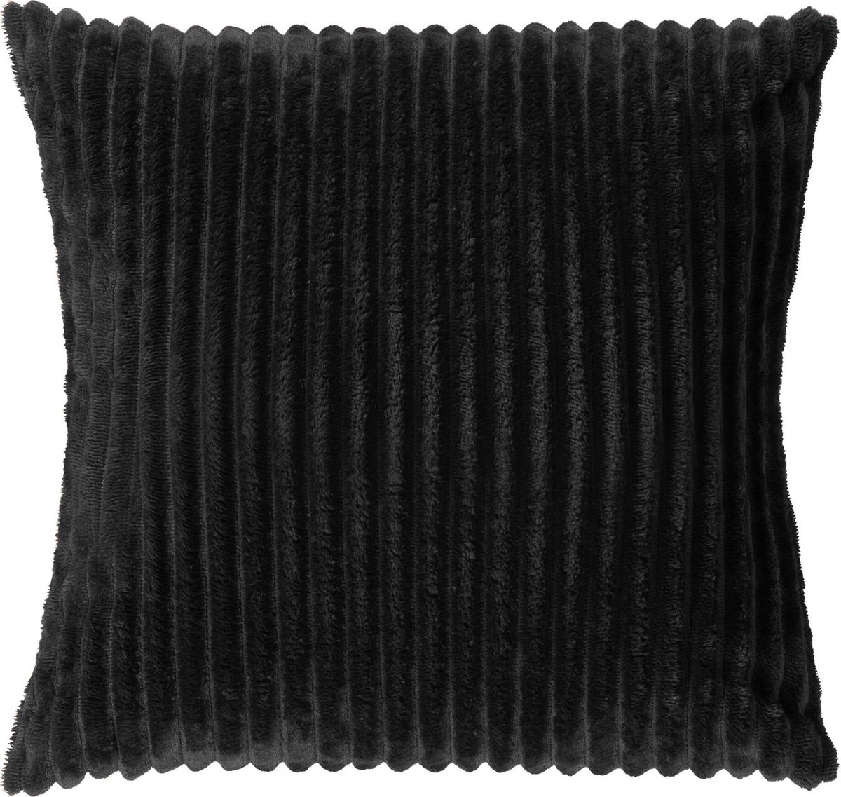 Dutch Decor MART - kussenhoes 45x45 cm - zacht ribfluweel - gerecycled - Raven - zwart - met rits - zonder binnenkussen