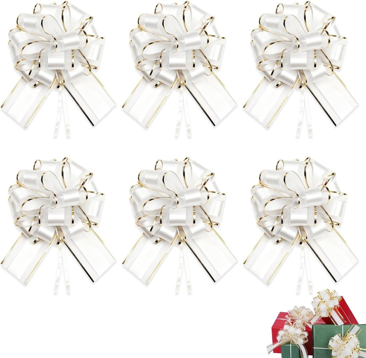 Strikken voor bruiloft, 15 cm, strikken voor autobruiloft, met wit lint, strikken voor bruidsauto, decoratie voor bruiloft, geschenken, doop en feestjes