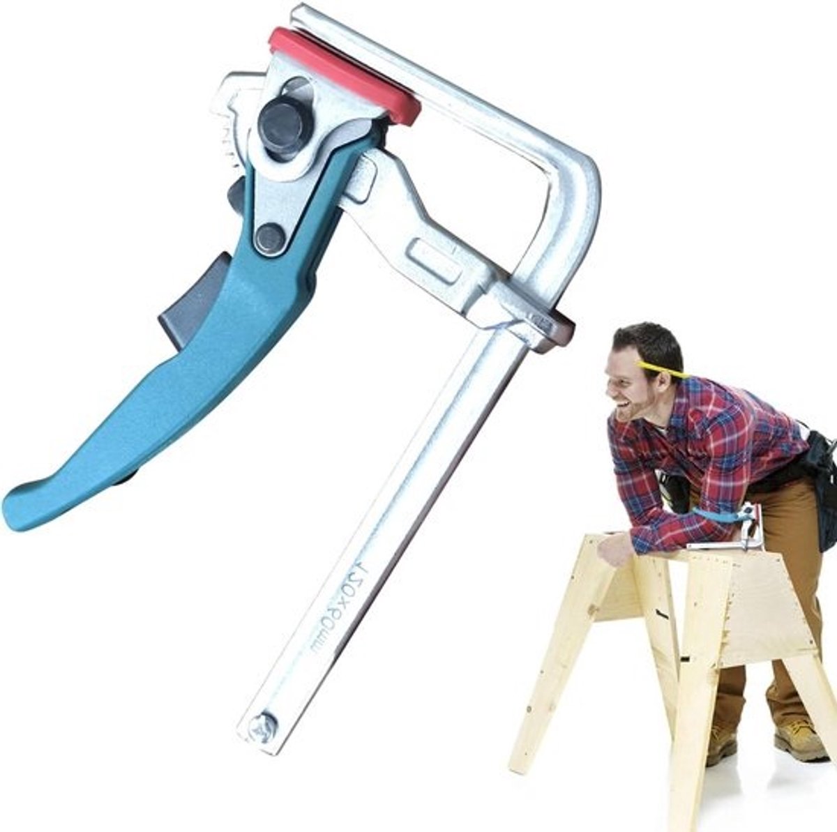 Snelspanklem - Ratelklem Houtbewerking - Werkstuk Spannen - Geïntegreerd Smeedontwerp - 120 cm - Chroom