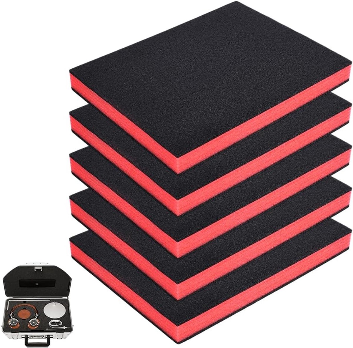 Dailygoods- Polyurethaanschuimkussentjes 5 Stuks - Snijdbaar - Kofferopvulling - Verpakkingsvulling - Knutselen - 40 x 30 x 3,7 cm - Schuimvulling