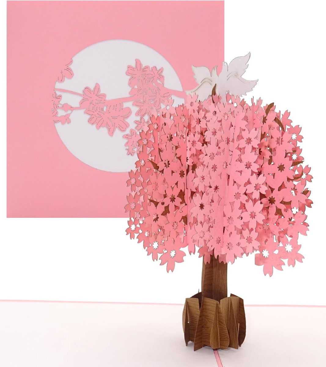 3D huwelijkskaart"Doves in Love - duiven op kersenboom" - pop-up trouwkaart & uitnodigingskaart met envelop - voor bruiloft, verloving en voor Valentijnsdag