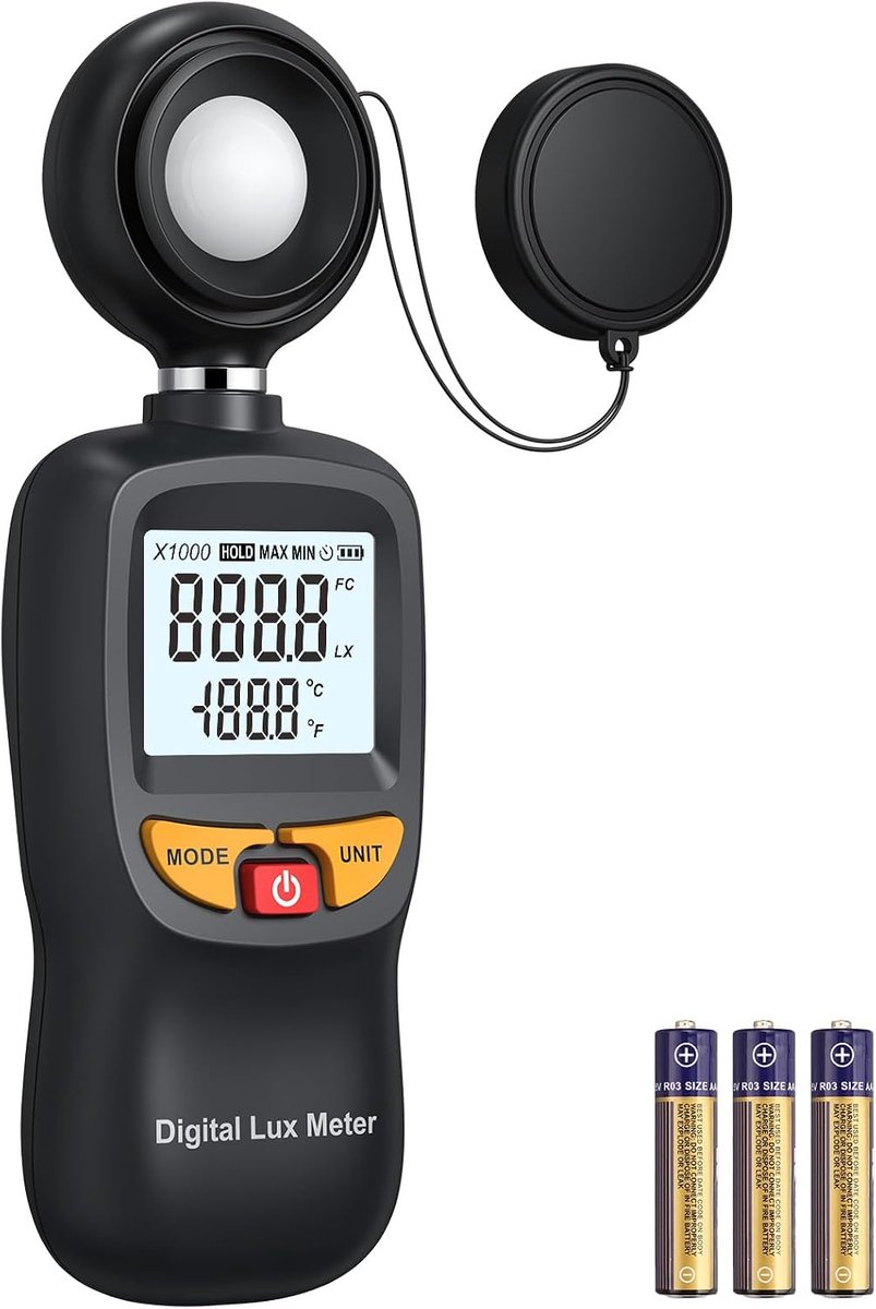 0-200.000 Lux lichtmeter met temperatuurweergave