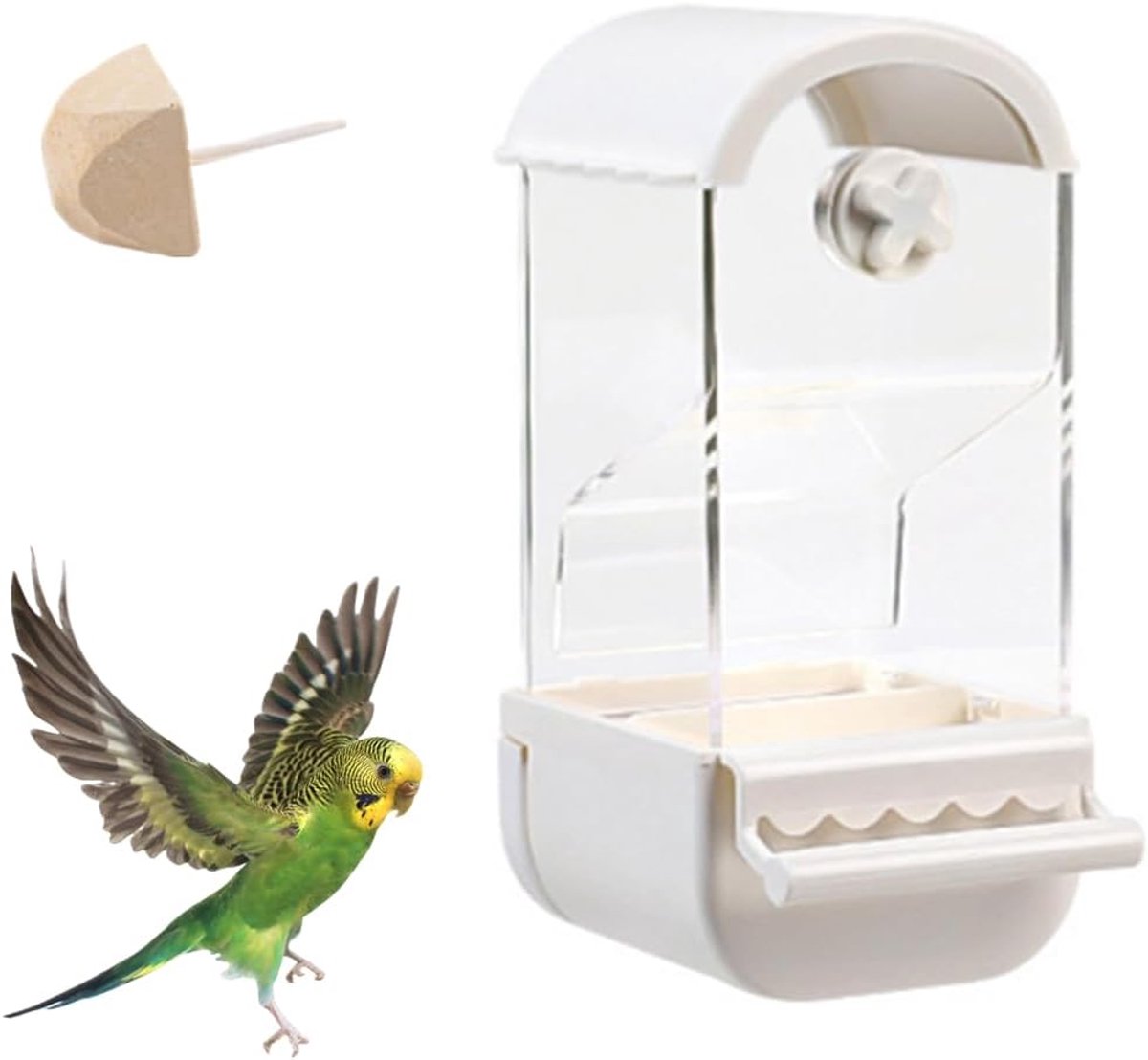 Dailygoods - Automatische voederbak - anti-krassend - voederbak voor papegaaien - voederdispenser - 1 koepel - geschikt voor vogels