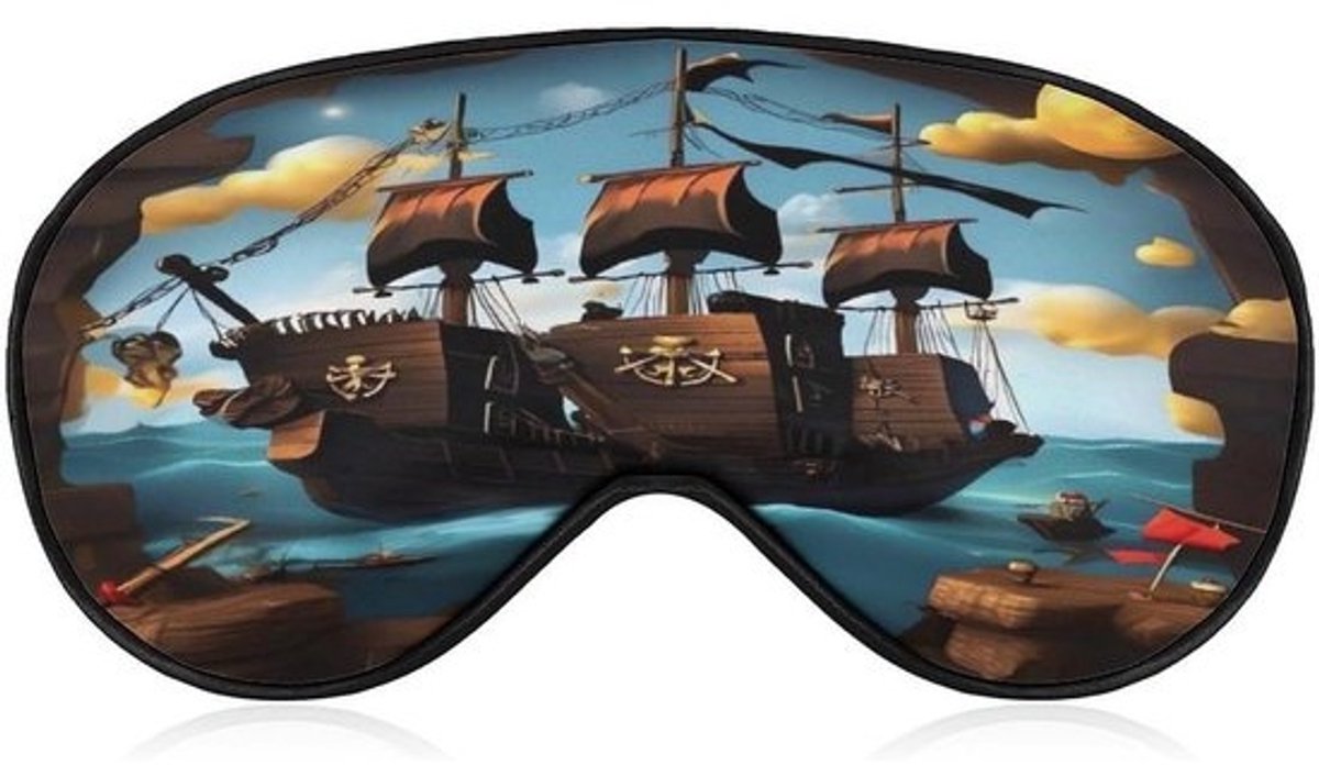 Slaapmasker - Oogmasker Verduisterend Masker - Reizen en Ontspannen - Verstelbare Band - 20.5 x 10.4 cm - Zwart