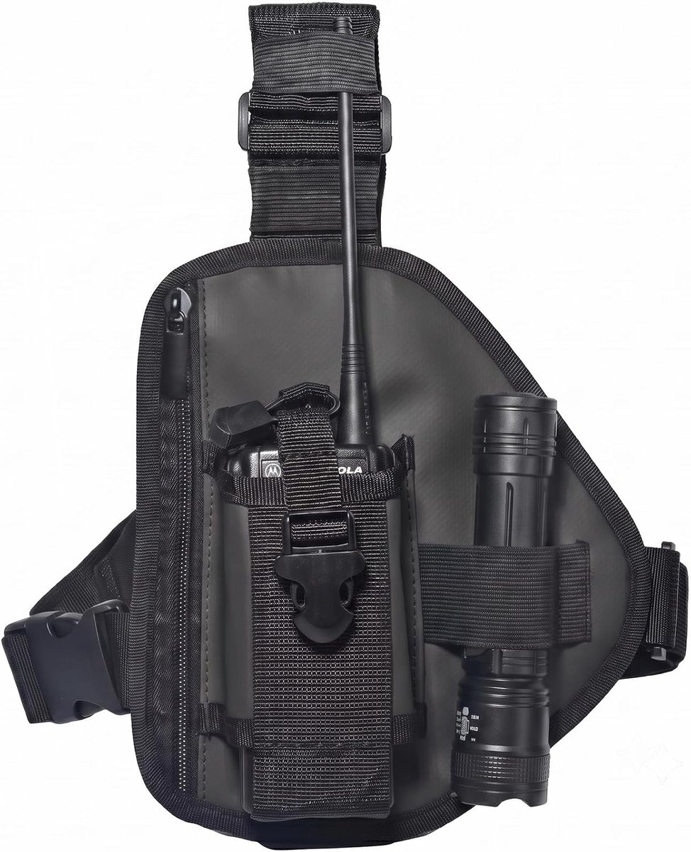 Walkie Talkie borstharnas, draagbare radio-borsttas met verstelbare riem, compatibel met Baofeng Kenwood Quansheng Motorola tweerichtingsradio (Zwart)