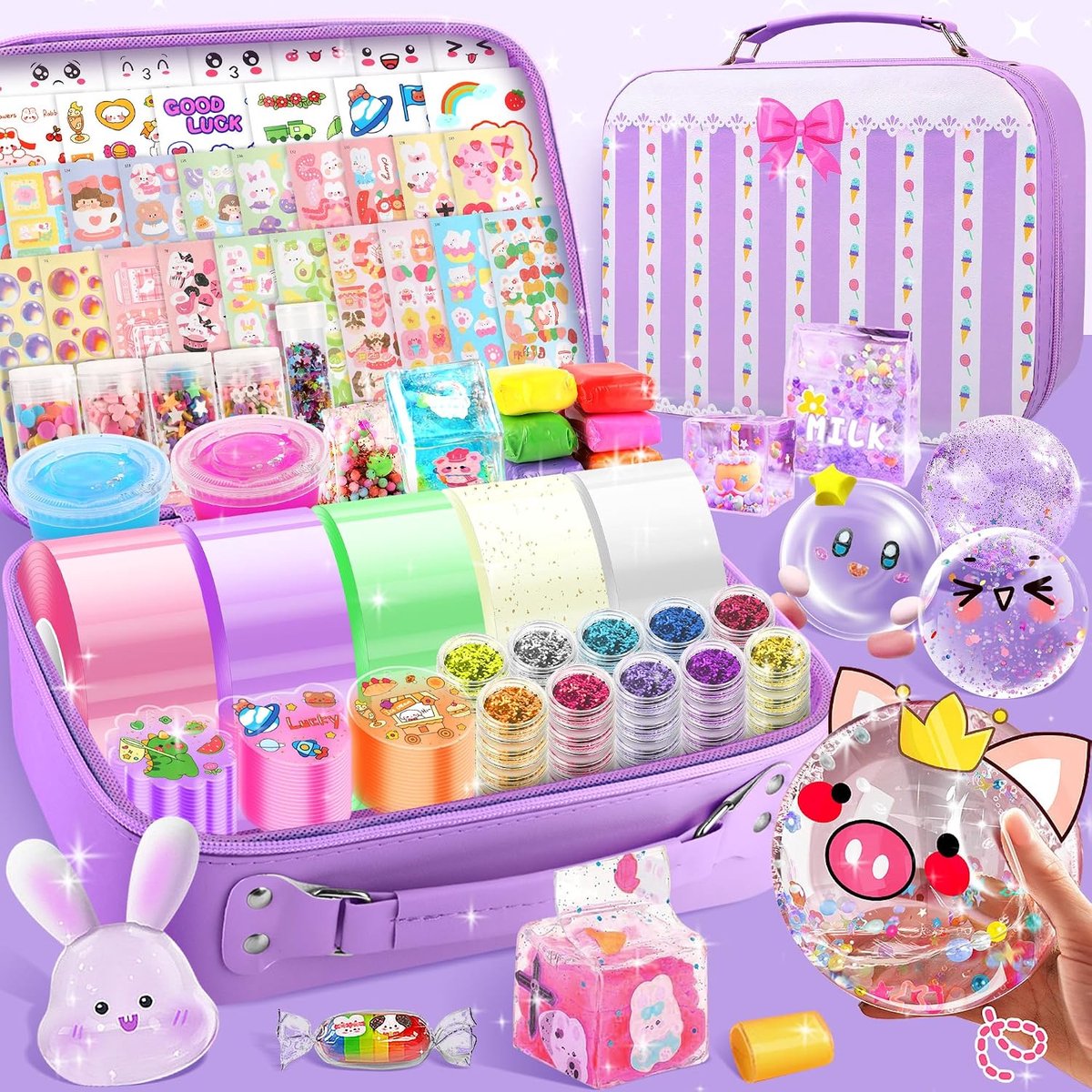 Nano Tape Bubbles Set voor kinderen, 106 stuks nano-plakband, dubbelzijdige knutselkits met 5 rollen nanoband, nano-tape, doe-het-zelf stickers, knutselset, creatief speelgoed
