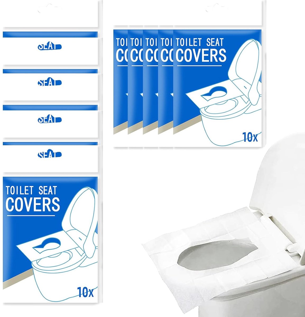110 stuks wegwerp toiletbrilbekleding, papieren wegwerptoiletafdekkingen, toiletbekleding, toiletbekleding, wegwerpbescherming voor onderweg, openbare toiletten