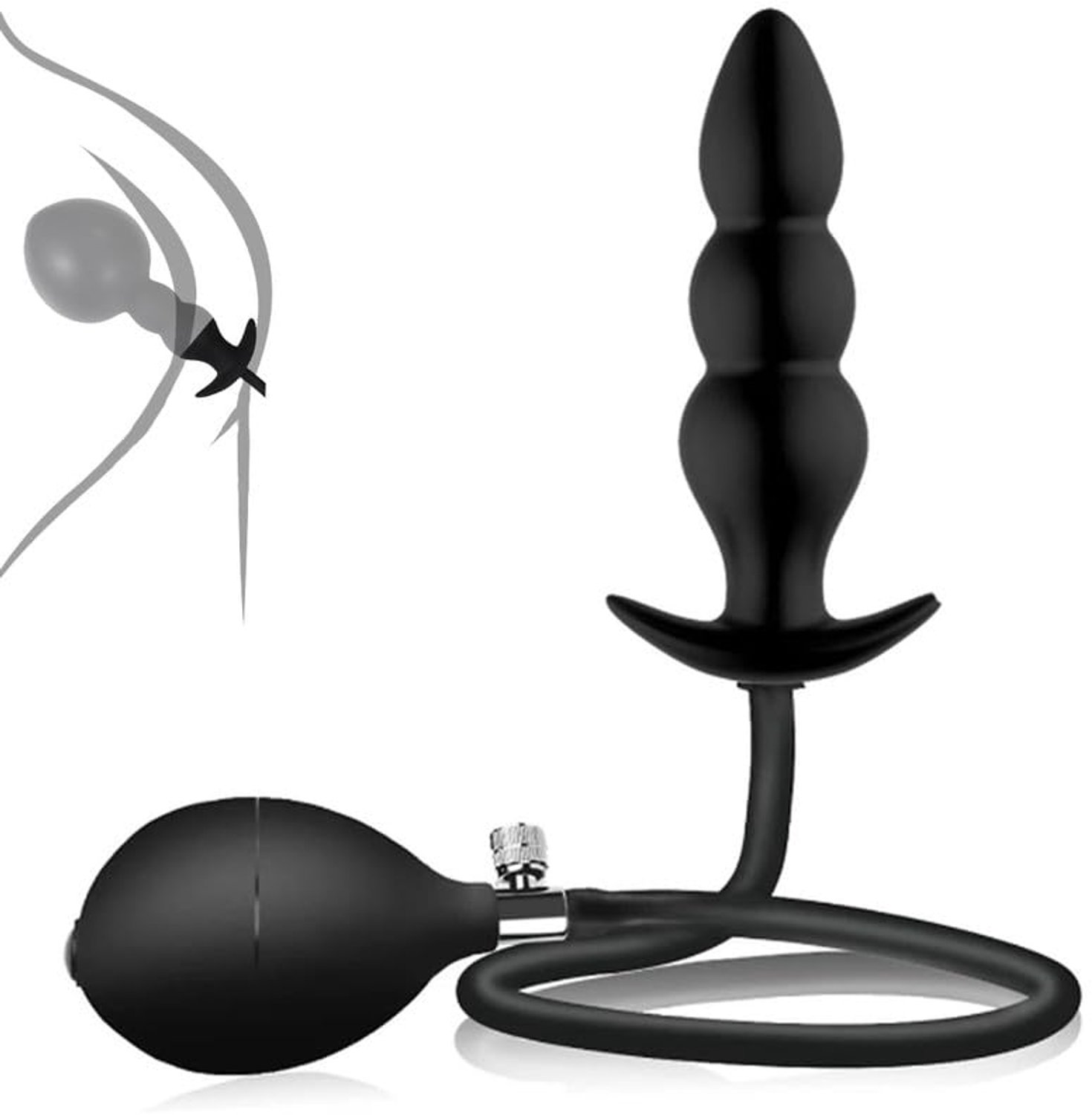 Opblaasbare Siliconen Trainingshulpmiddel met Gebogen Design - Zwart