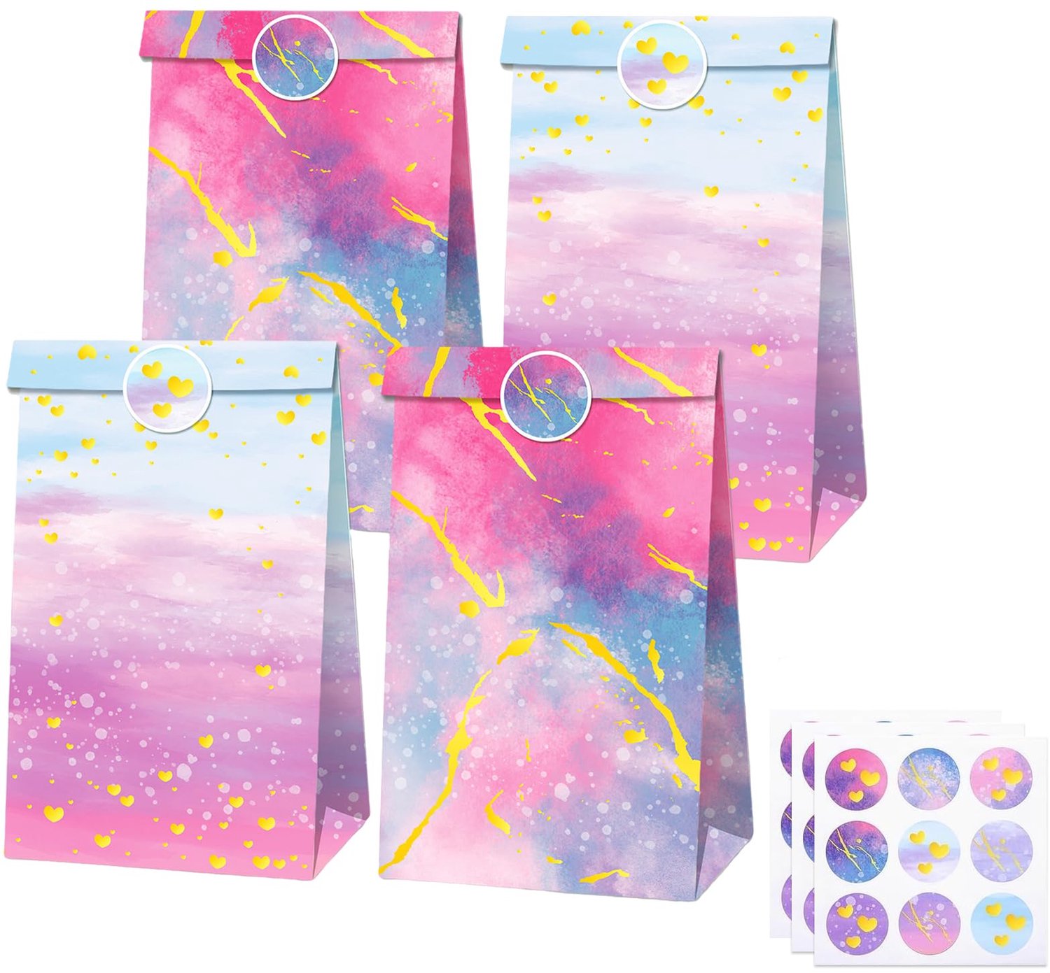 Set van 12 Regenboog Cadeauzakjes met Stickers