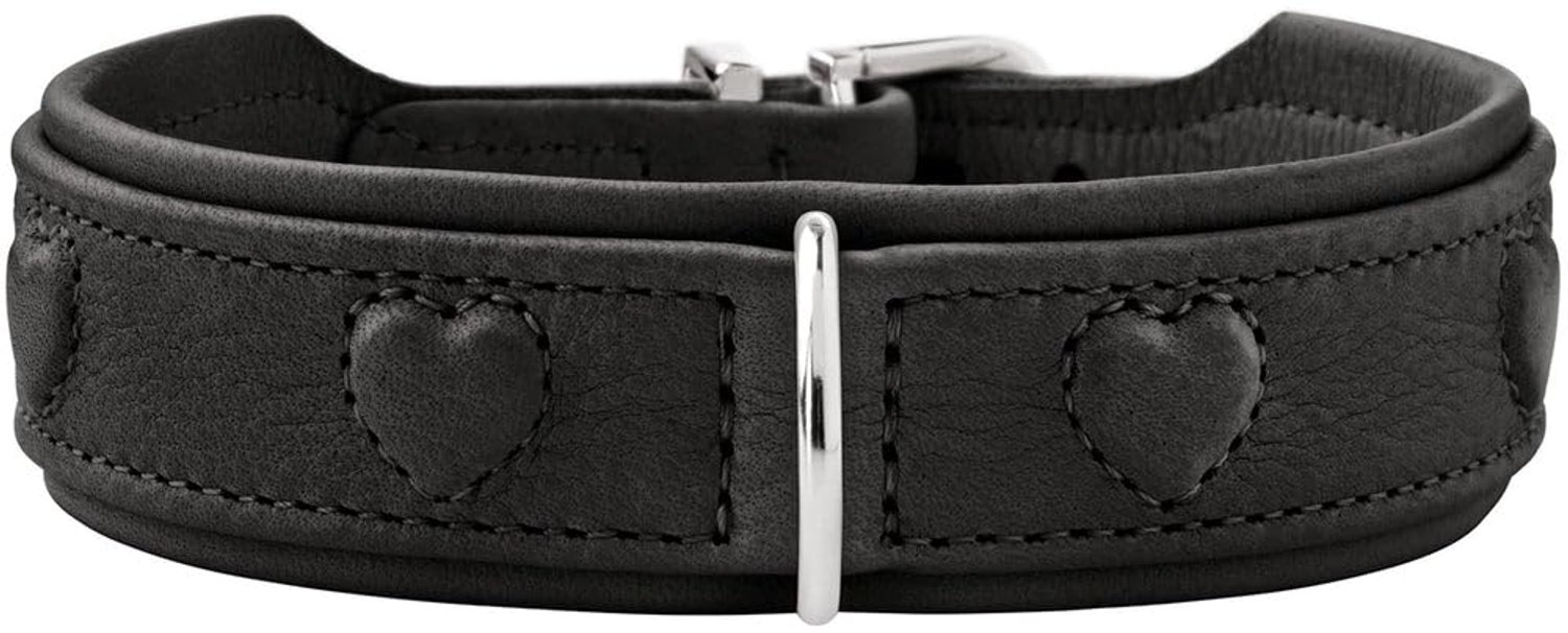 Hondenhalsband Soho X Love - Zwart Koeienleer met Hartjes