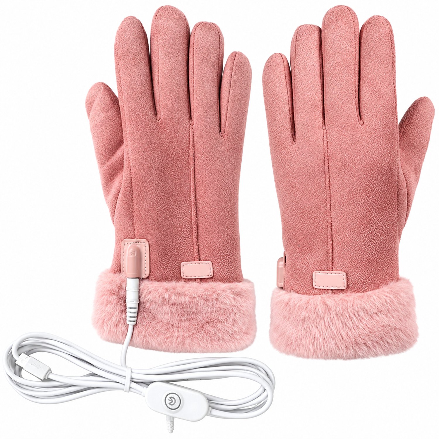Handschoenen met verwarming USB 3 Warmtestanden en Touchscreen Dames Skihandschoenen voor Fietsen en Winter Roze