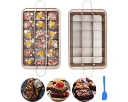 IVEOPPE Brownie bakvorm met scheidingswanden, bakplaat, brownievorm, 31 x 20 x 3,7 cm, brownie-bakvorm, antiaanbaklaag, voor het bakken van taartkoekj