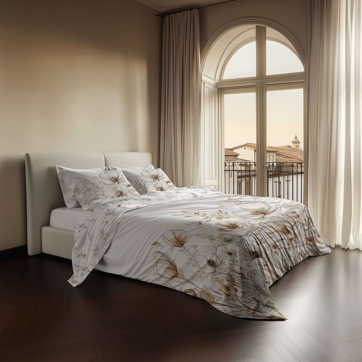 Heckettlane Dekbedovertrek Giotto - Off White - Dekbedovertrek van 100% Katoen-Satijn - Dekbedovertrek 260x200-220 cm - Lits-Jumeaux XL - Padua Giotto Off-White